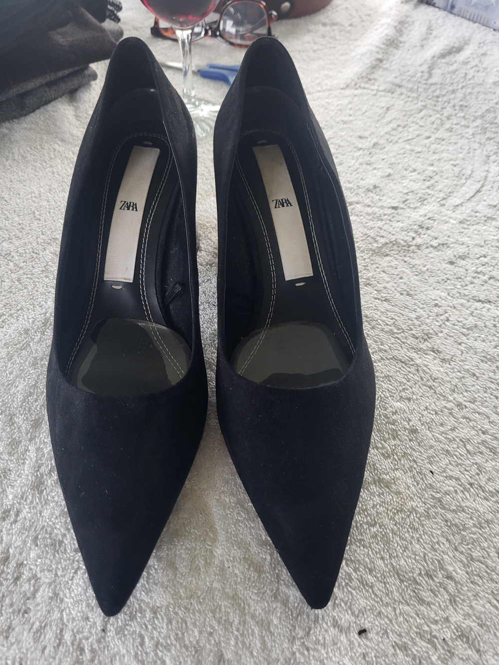 SZ 39 Zara Black Suede Pointed-Toe Pumps